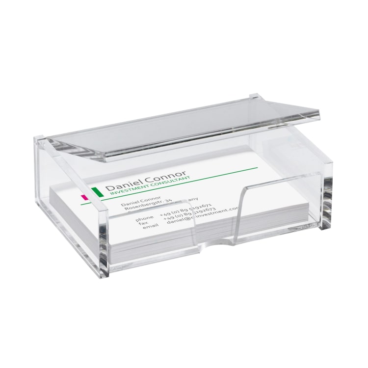 Sigel business card box acrylic crystal clear for 80 cards