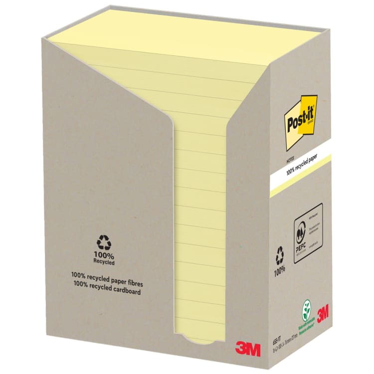 Post-it sticky notes recycled 127x76 mm 16 pieces yellow