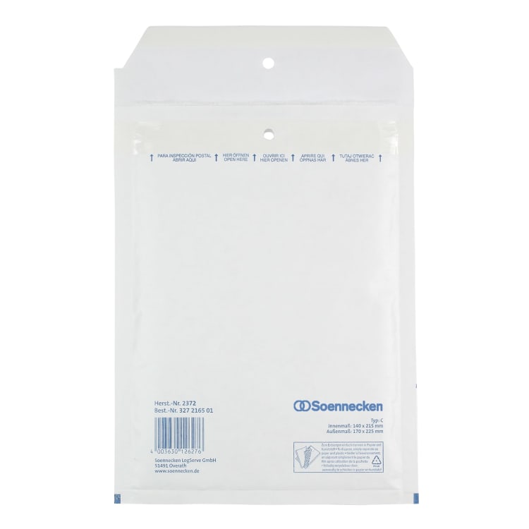 Soennecken bubble mailer C/0 140x215 mm peel & seal 100 pieces white