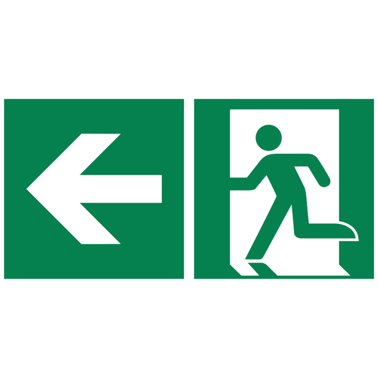 Information sign escape route left 30x15 cm rigid PVC