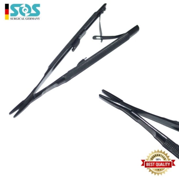 Castroviejo Needle Holder, Black Coated, Length = 13 cm