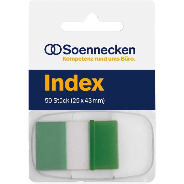 Soennecken Index index tabs 25x43 mm dispenser 50 pieces green