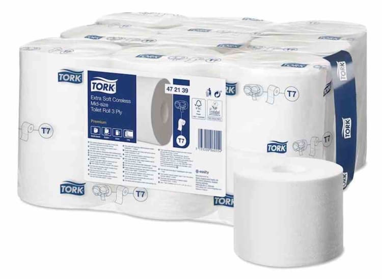 Essity Tork Midi Toilet Paper T7 Extra Soft Core-less 18 Piece