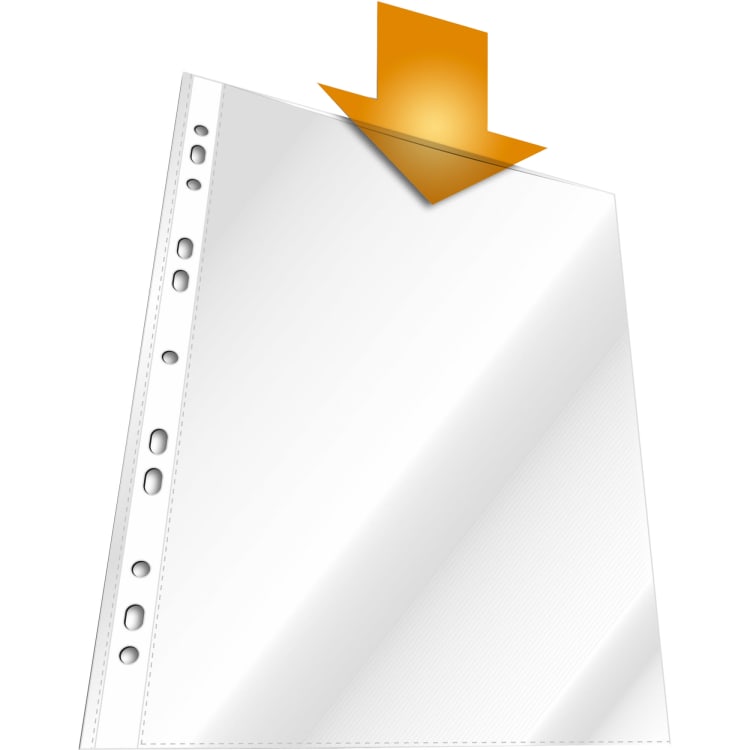 Durable punched pocket A4 open at top 10 pieces