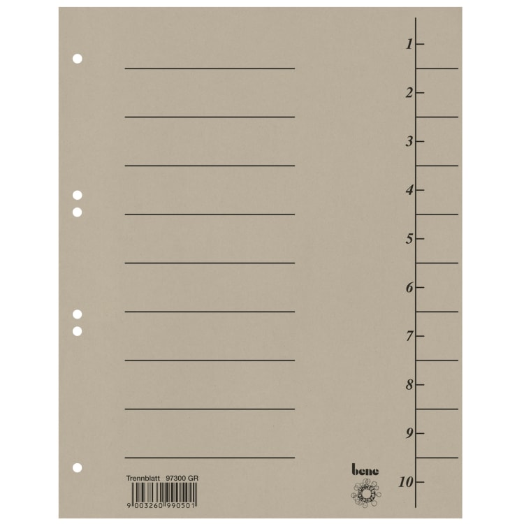 Bene divider sheet A4 cardboard 100 pieces grey