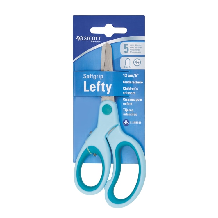 Westcott children's scissors left-handed round tip 13 cm turquoise