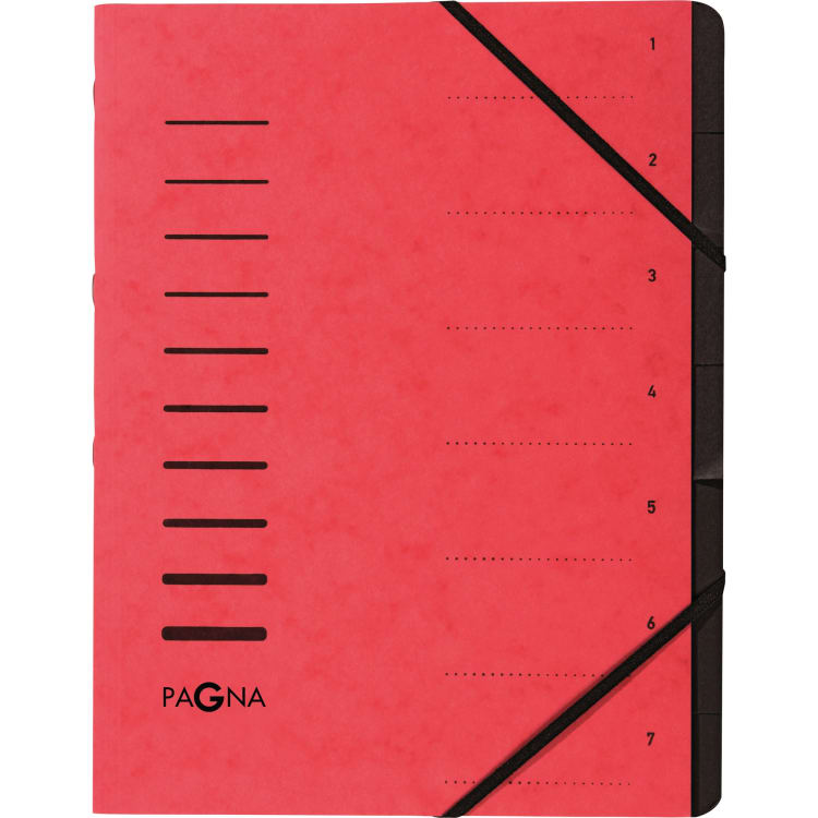 Pagna sorting folder 7 compartments pressboard red