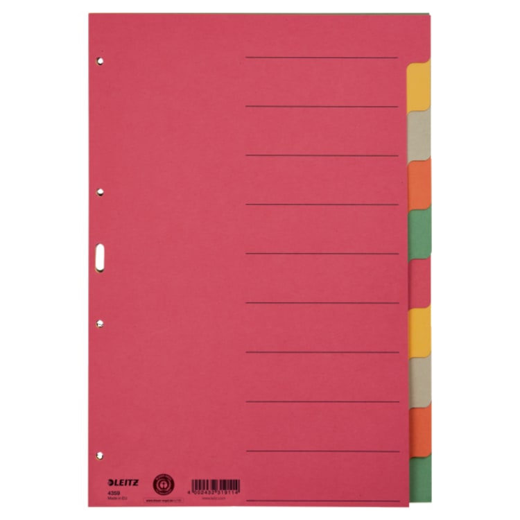Leitz index divider set A4 blank full height 230 g cardboard assorted