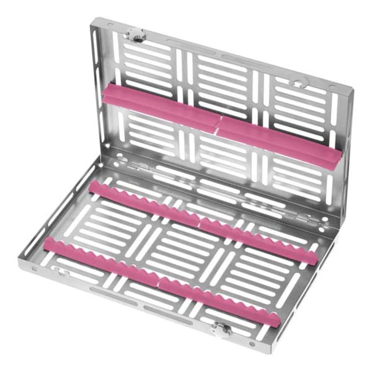 Gammafix® washing tray, for 20 instruments, silicone inserts in pink