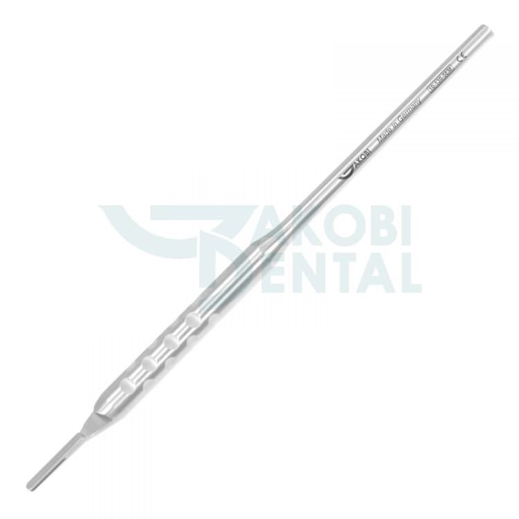 Scalpel Holder # 5 for one blade, round, straight, total length 150mm, satin finish surface, stainless steel