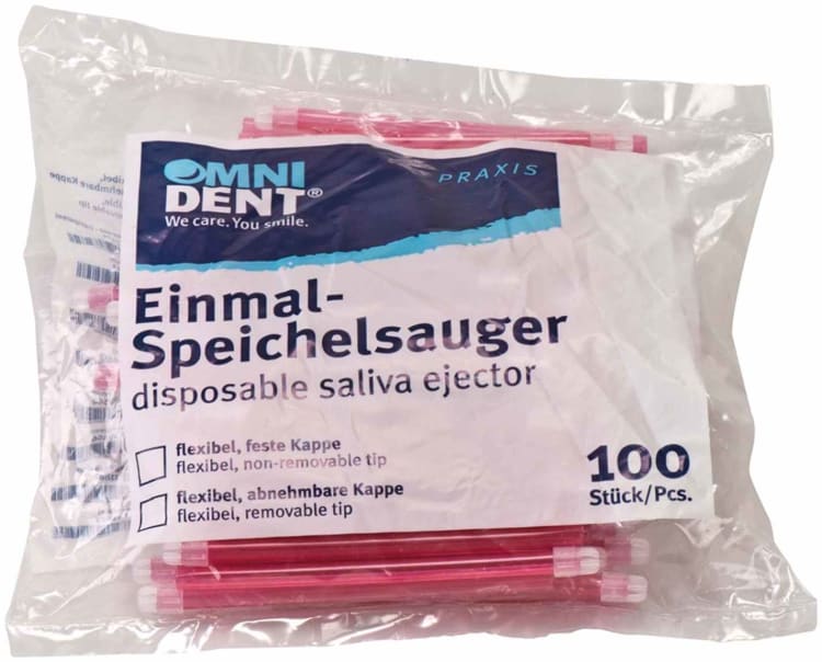 Omnident Einmal-Speichelsauger Lose Kappe Red 100er