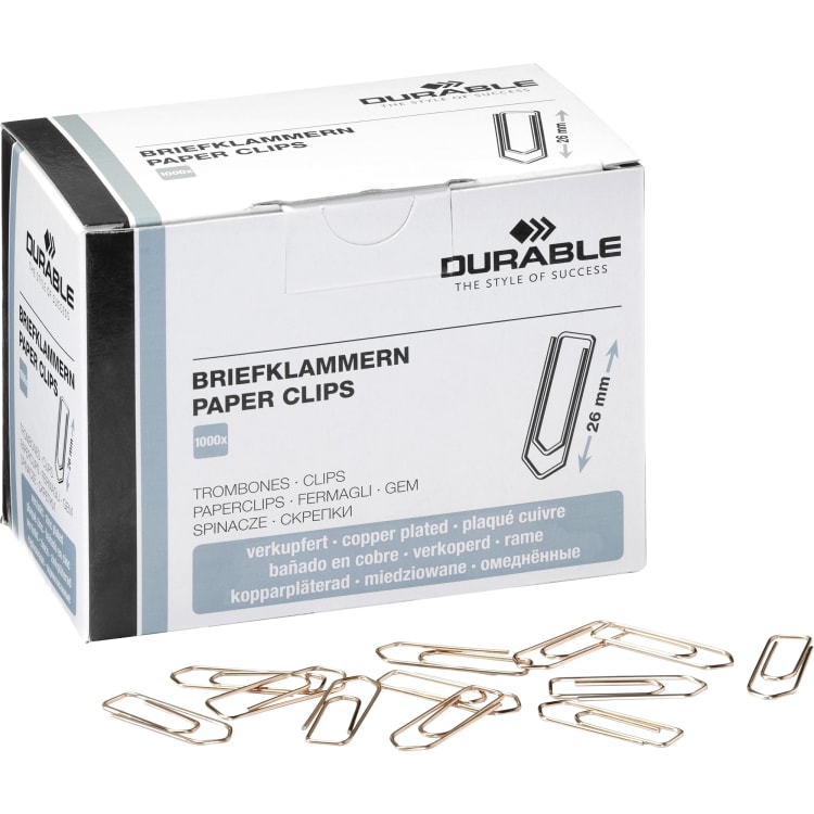 Durable letter clip 26 mm copper-plated 1,000 pieces