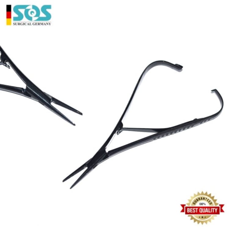 Mathieu Needle Holder Micro, Black Coated, Straight, 14 cm