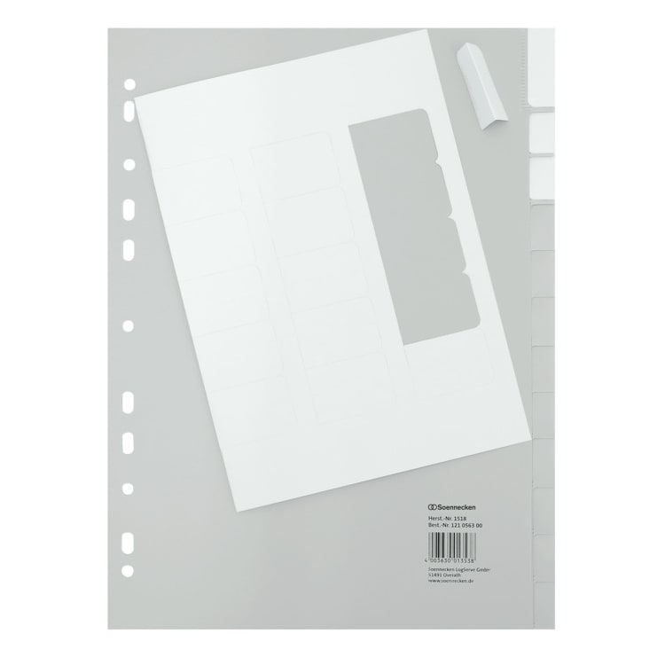 Soennecken index divider set A4 blank 20 sheets PP grey