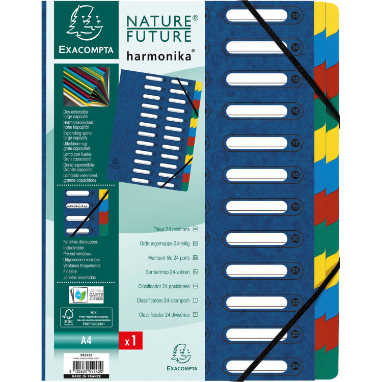 Exacompta Harmonika sorting folder A4 24 compartments blue