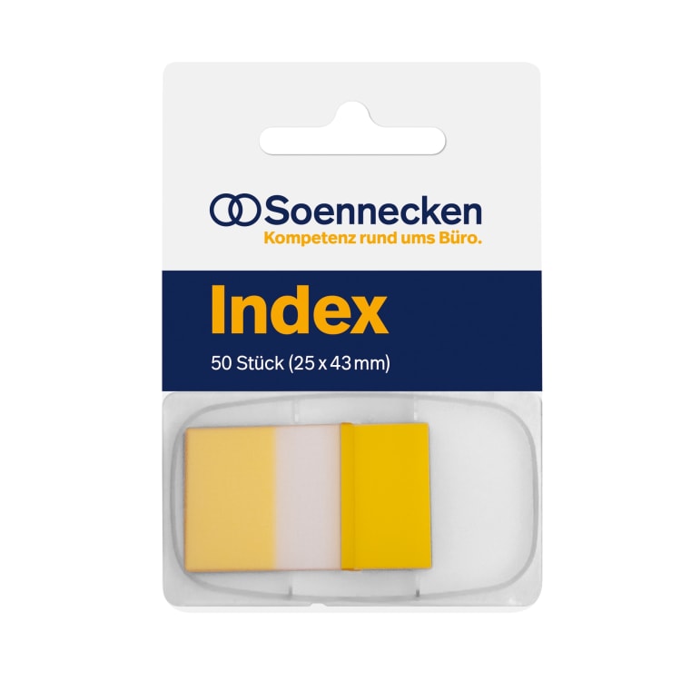 Soennecken Index index tabs 25x43 mm dispenser 50 pieces yellow