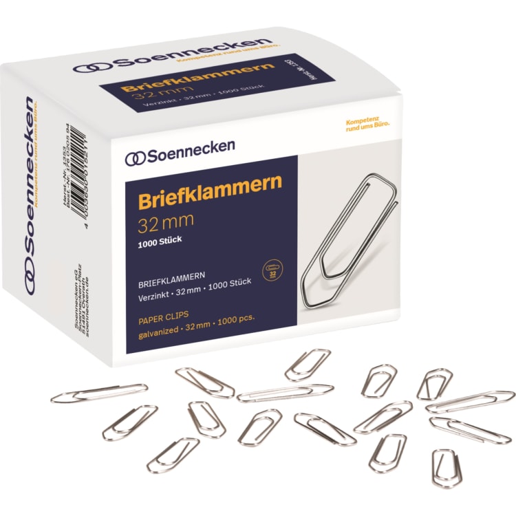 Soennecken letter clip 32 mm galvanised 1,000 pieces