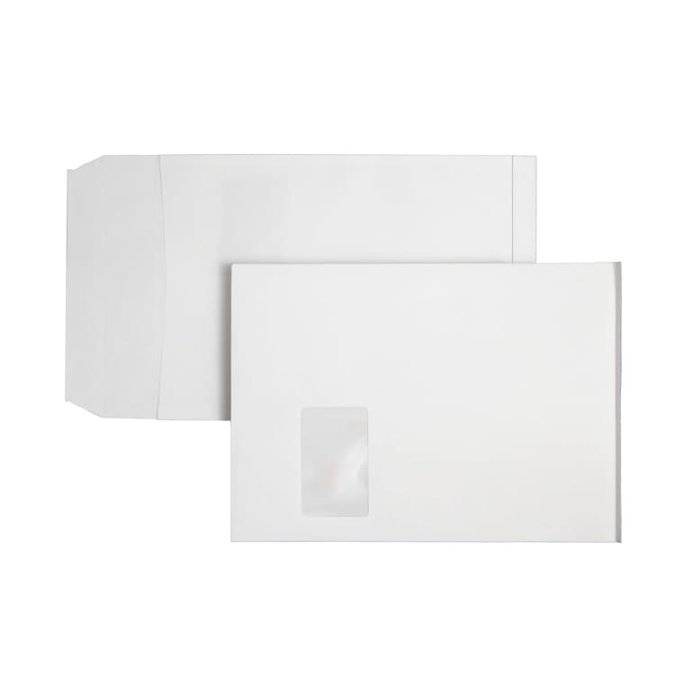 Posthorn gusset envelope C4 120 g block bottom with window peel & seal 200 pieces white