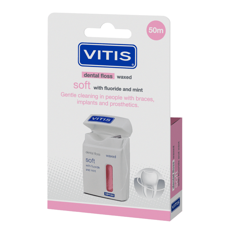 Vitis® Flossdraad Soft Expanding - Waxed - Mint - Roze (50 m)
