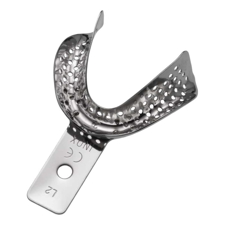 Impression tray, perforated, edentulous, L2, lower jaw XS