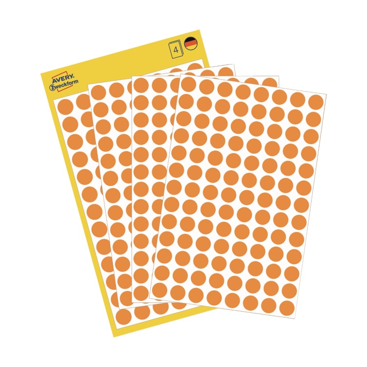 Avery marking dot 8 mm 416 pieces fluorescent orange