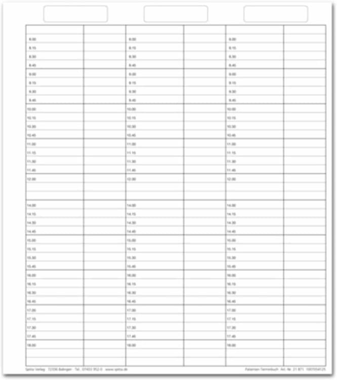 Terminblatt normal 6Sp. 8-18uhr 50St