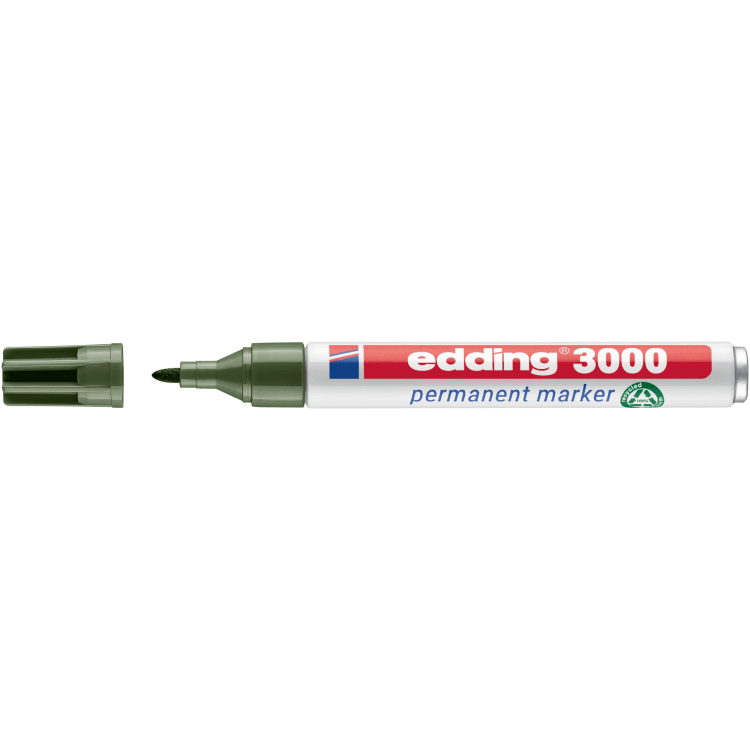 edding permanent marker 3000 1.5-3 mm bullet tip olive green
