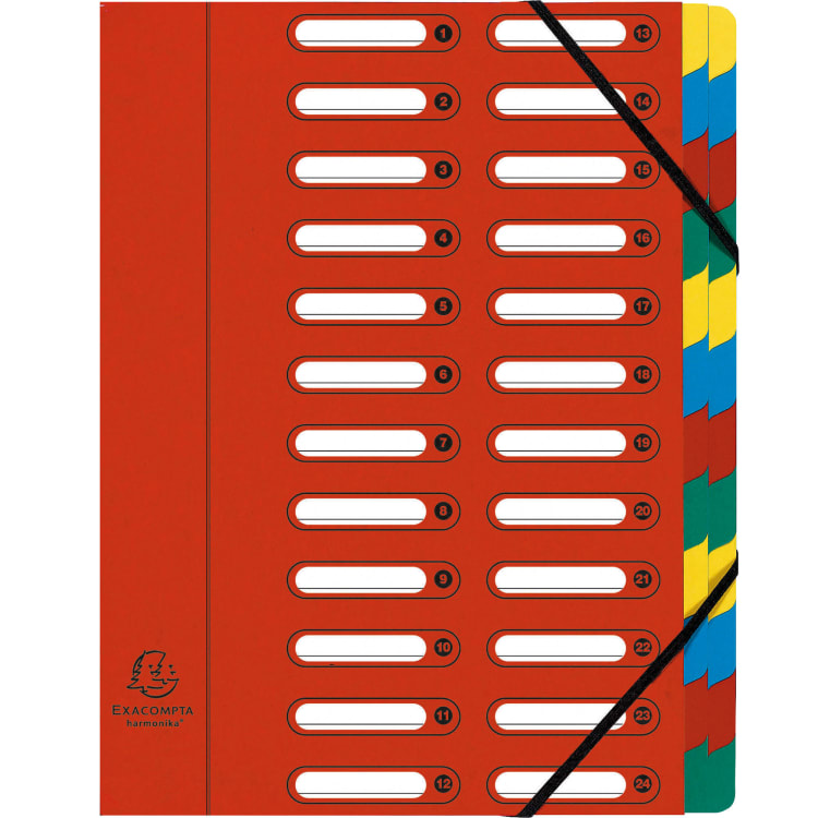 Exacompta Harmonika sorting folder A4 24 compartments red