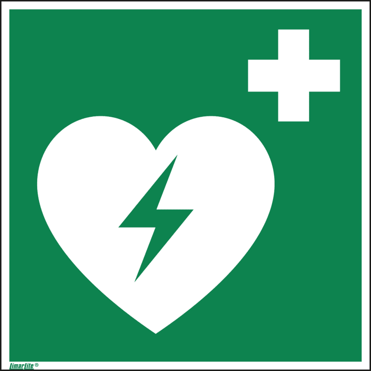 Information sign defibrillator flag E010 200x200 mm double-sided