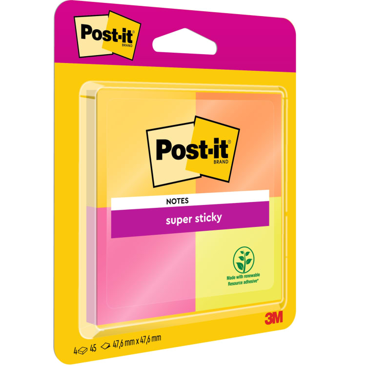 Post-it Haftnotiz Super Sticky Notes 47,6x47,6 mm 4 Stück