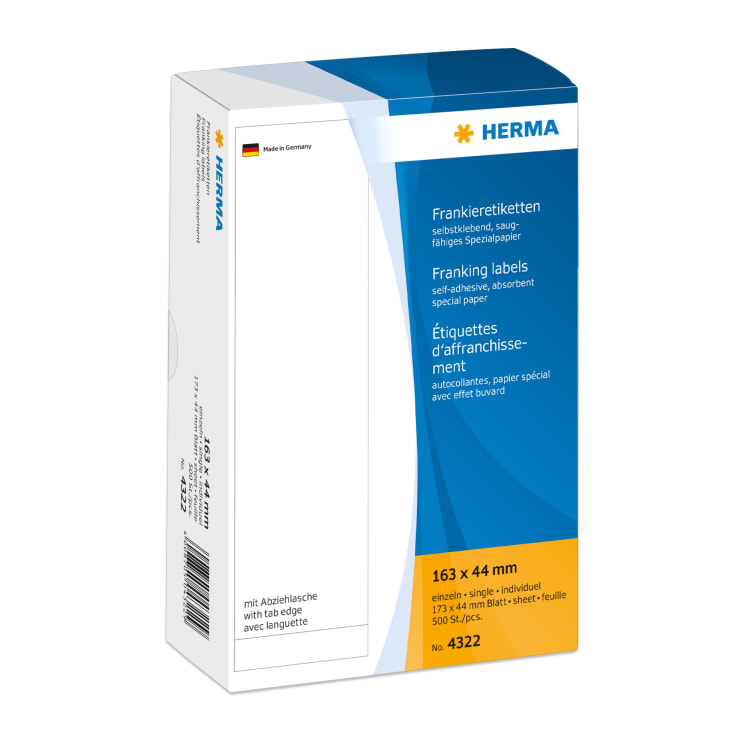 Herma franking label 163x44 mm single 500 pieces white