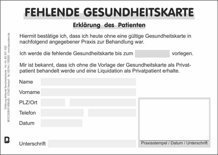 Erklärung fehlendeVers.Karte 100St