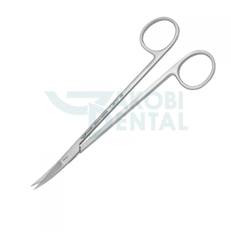 Surgical scissors Kelly S 1, curved, serrated, total length 160mm, stainless steel