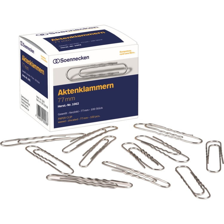 Soennecken file clip 77 mm wavy galvanised 100 pieces