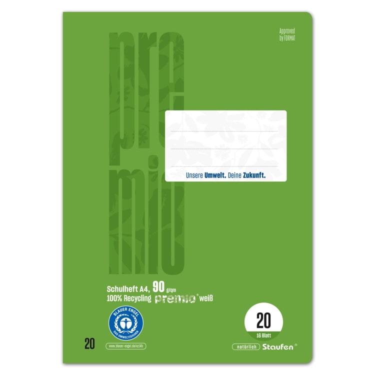 Staufen exercise book Premio A4 90 g ruling Lin 20 16 sheets blue