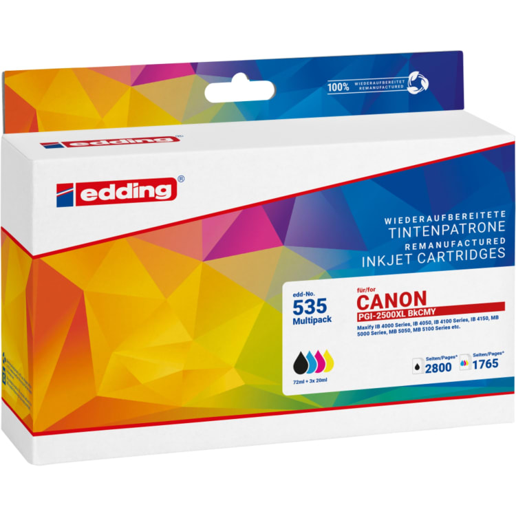 edding ink cartridge compatible with Canon PGI-2500XL black/cyan/magenta/yellow 4 pieces
