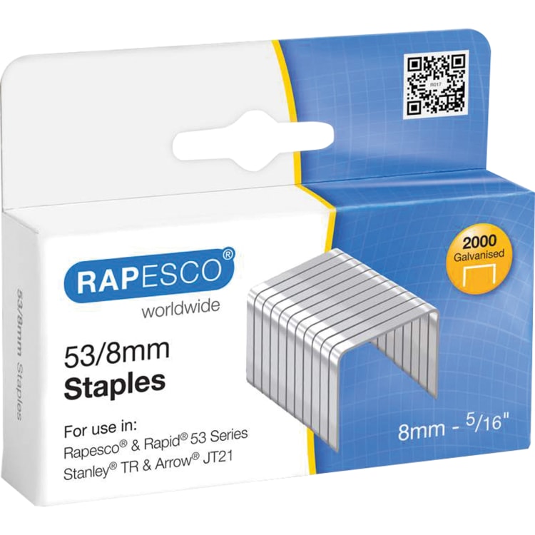 Rapesco staples 0 53/8 mm galvanised