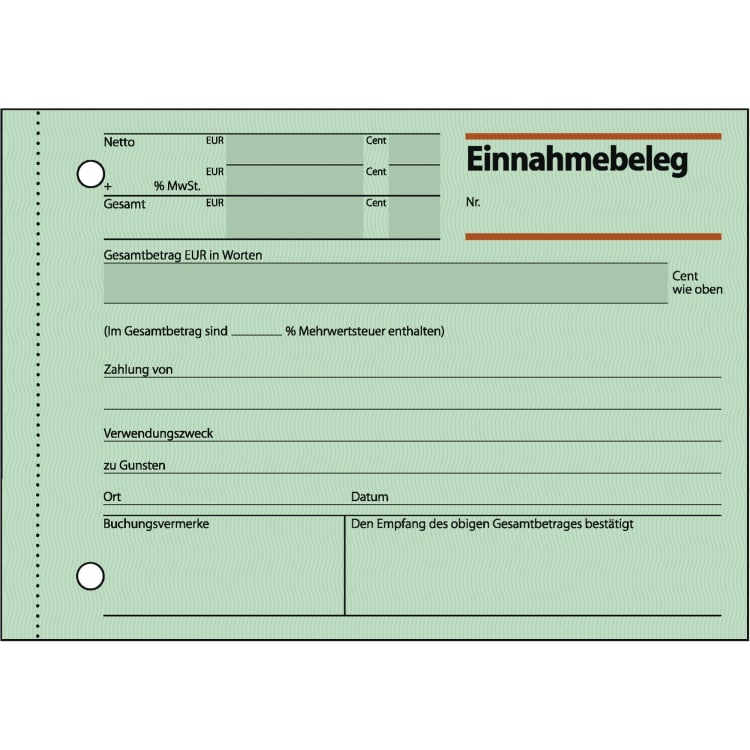 Sigel receipt voucher A6 landscape 50 sheets