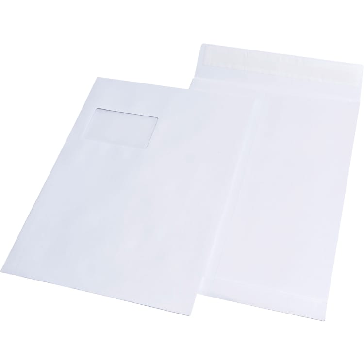 MAILmedia gusset envelope C4 120 g with window peel & seal 100 pieces white