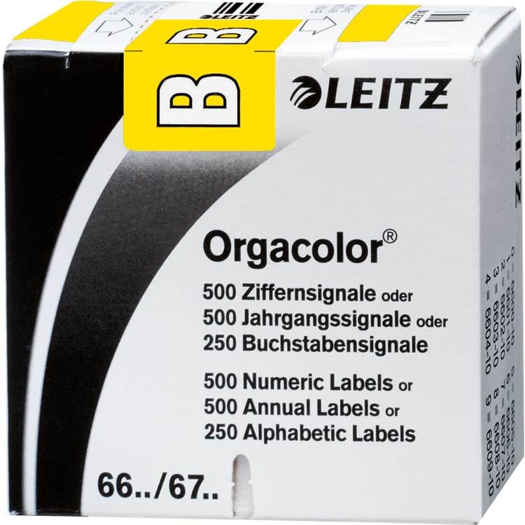 Leitz letter tab Orgacolor B 250 pieces yellow