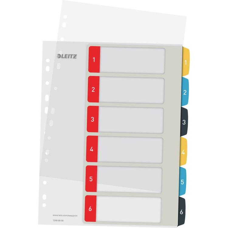 Leitz index divider set Cosy A4 printable PP 1-6 coloured