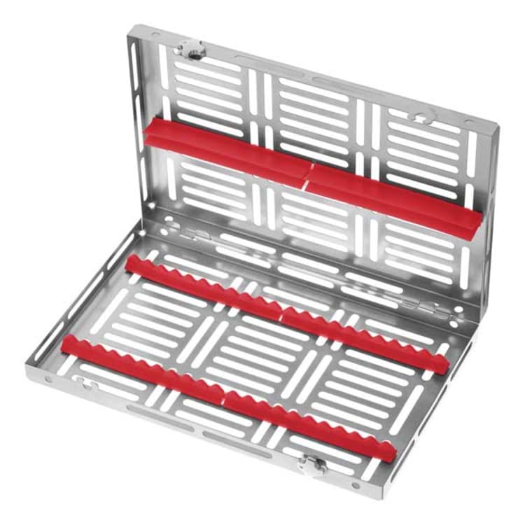 Gammafix® washing tray, for 20 instruments, silicone inserts in red
