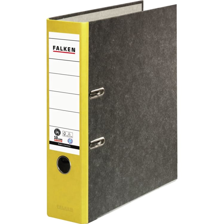 Falken ring binder S80 A4 80 mm recycled board yellow