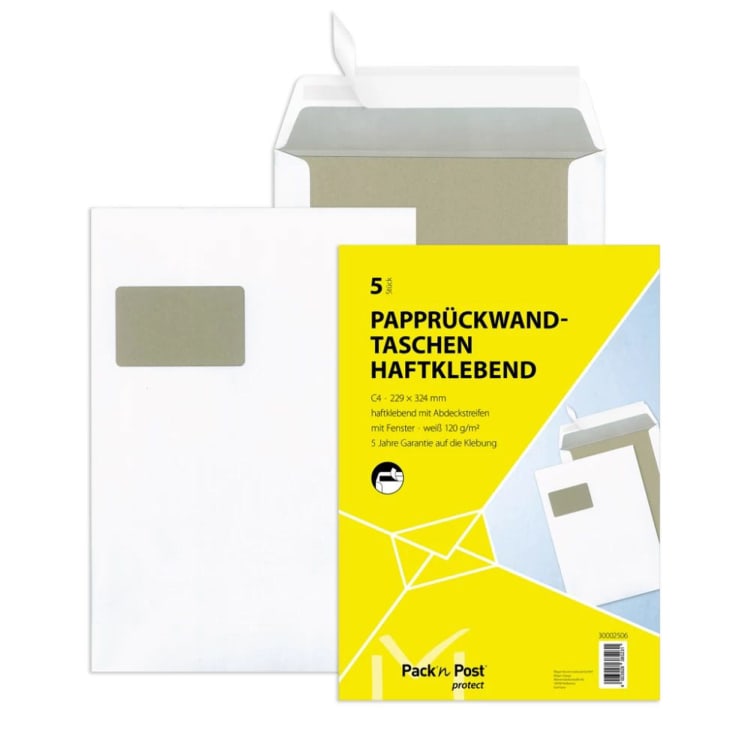 MAILmedia Papprückwandtasche C4 5 Stück weiß