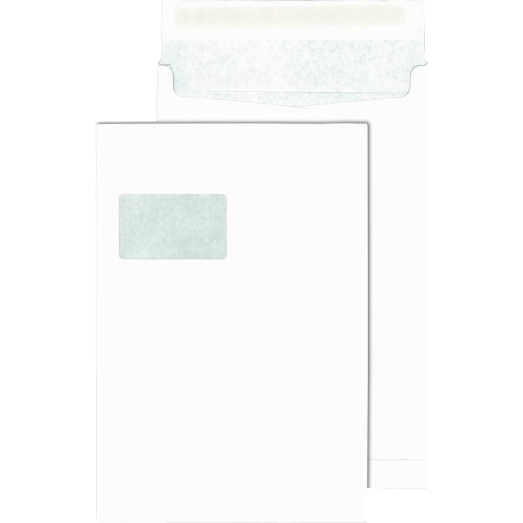 Securitex gusset envelope C4 130 g with window peel & seal 100 pieces white