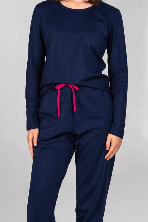 Van Laack Jersey Trousers Kontrastkordel MWW-H6-F Midnight/cranberry XXL