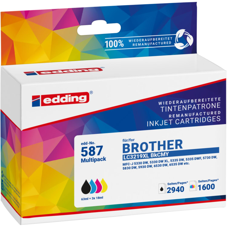 edding ink cartridge compatible with Brother LC3219XL black/cyan/magenta/yellow 4 pieces