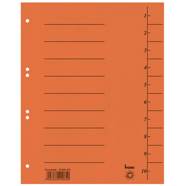 Bene divider sheet A4 cardboard 100 pieces orange