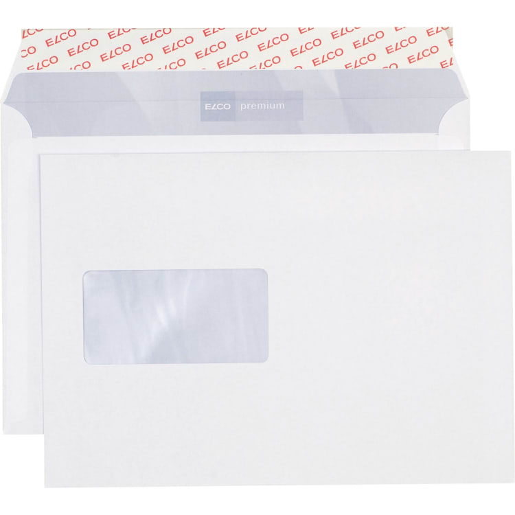 Elco premium envelope C5 80 g with window peel & seal 500 pieces white