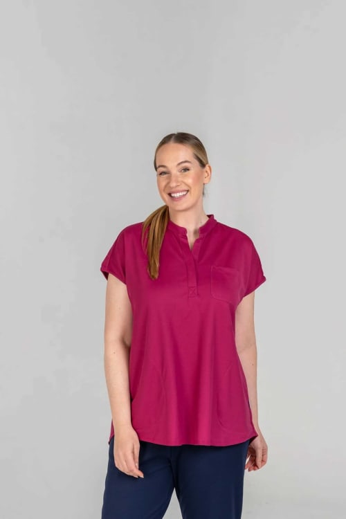 Van Laack Shirt Oversize Capsleeve MWW-S1 Cranberry XXL